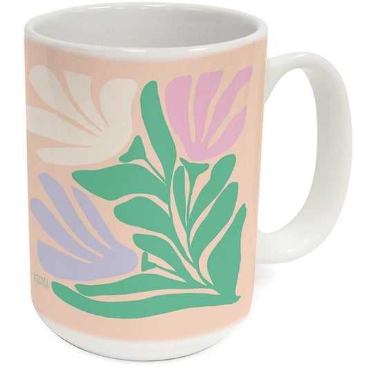 Highland Home Funky Flowers 15 oz. Ceramic Mug Manufactured in the USA Dishwasher Safe Microwave Safe