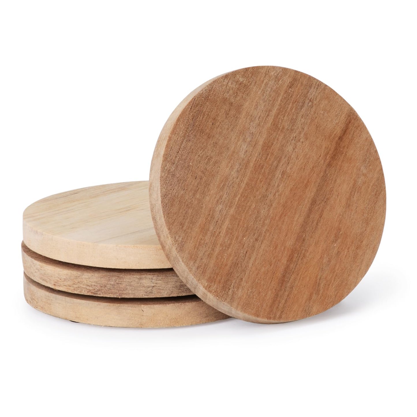 Thirstystone 4 Pack Round Acacia Wood Coasters 4" Round Protects Surfaces, Attractive, Easily Wipes Clean