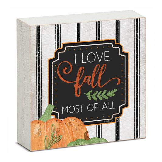 Highland Home Love Fall Decorative Wooden Home Accent Sign for Desk Mantle or Shelf Made in the USA (Love Fall)