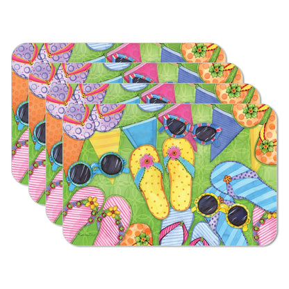 CounterArt Flip Flopping 4 Pack Reversible Easy Care Flexible Placemats Made in the USA