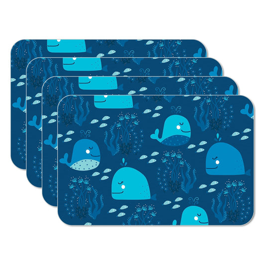 CounterArt Kids Ocean Discovery 4 Pack Reversible Easy Care Flexible Placemats Made in the USA