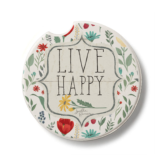 Blooming Thoughts Single Absorbent Stone Car Coaster 2.6” Diameter Manufactured in the USA