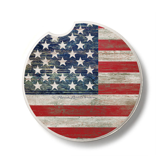Americana Single Absorbent Stone Car Coaster 2.6” Diameter Manufactured in the USA