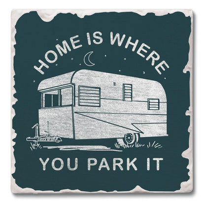 Thirstystone Park The RV Single Tumbled Tile Stone Coaster with Protective Cork Backing Manufactured in The USA 4" Square