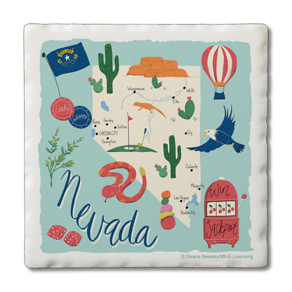 Thirstystone Nevada Home State 4 Pack Tumbled Tile Stone Coasters 4" Square Manufactured in the USA