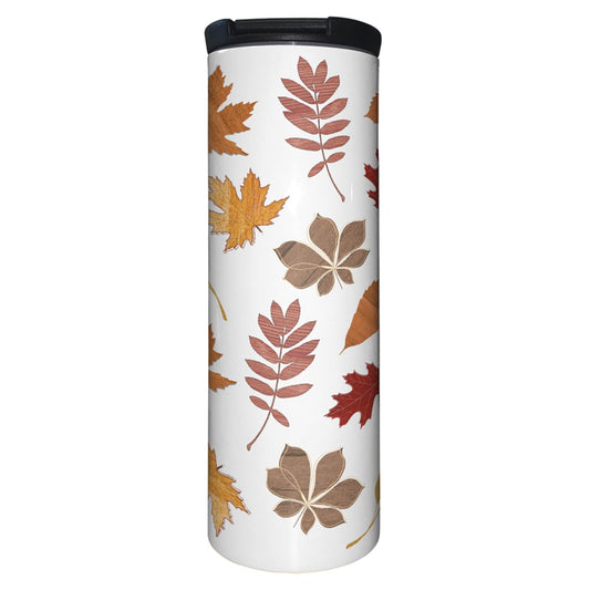 Highland Home Fall Leaves Decorative Stainless Steel Double Wall Insulated Travel Tumbler with Lid 17 oz. Manufactured in the USA Dishwasher Safe