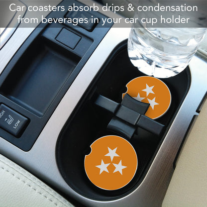 CounterArt Tennessee Tri-Star Single Absorbnent Stone Coaster for Vehicle Cup Holder 2.6” Diameter Manufactured in The USA