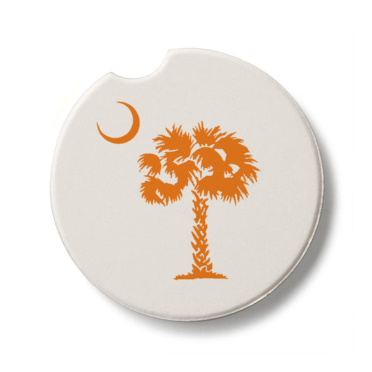 Palmetto Orange Single Absorbnent Stone Coaster for Vehicle Cup Holder 2.6” Diameter Manufactured in The USA