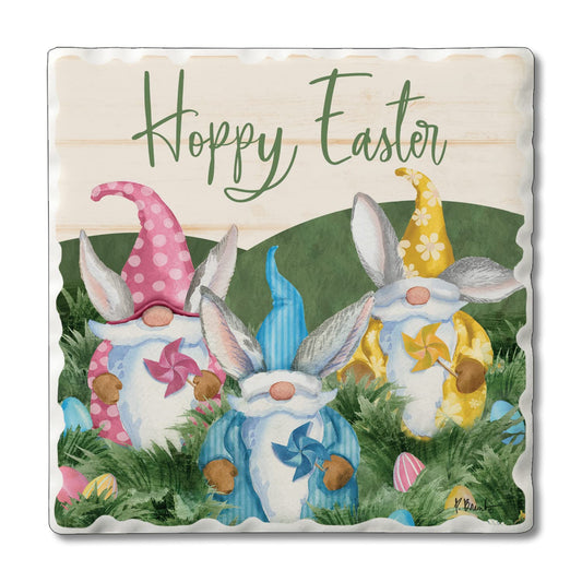 Thirstystone Hoppy Easter 4 Pack Tumbled Tile Stone Coasters 4" Square Manufactured in the USA