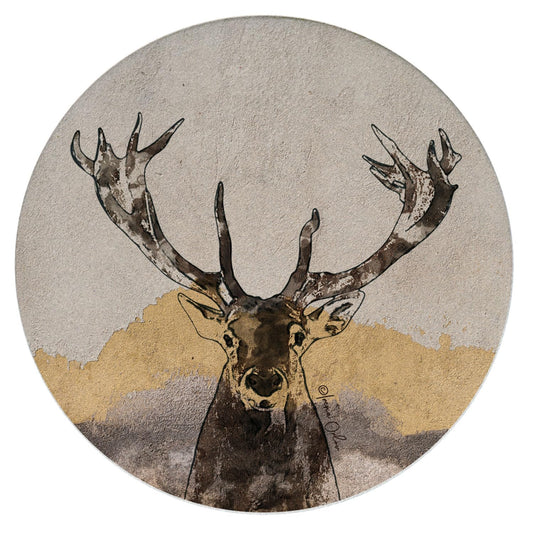 Thirstystone Whitetail Deer 4 Pack Natural Sandstone Coasters 4" Round Manufactured in the USA
