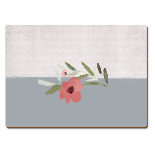 CounterArt Meadow Flower Premium Decorative Hardboard Tabletop Placemats 4-Pack Manufactured in The USA Heat Tolerant and Easily Wipes Clean