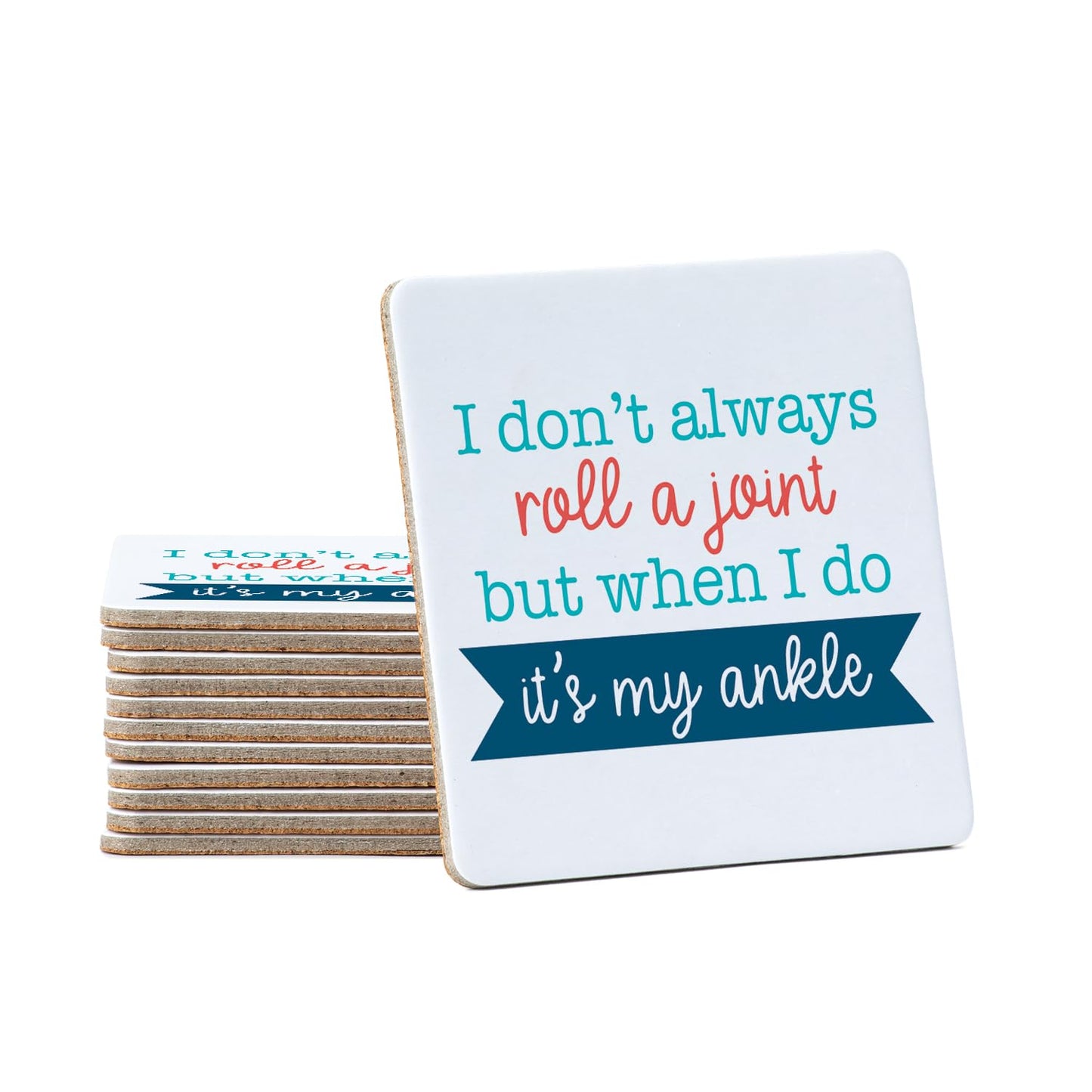 Thirstystone Roll A Joint 12-Pack Cork Back Paper Bar Coasters Made in The USA Humourous Quotes Attractive Designs