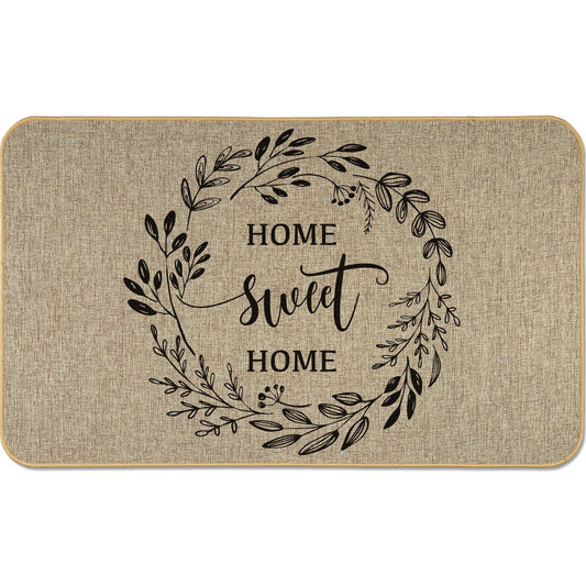 Counterart Home Sweet Home Decorative Indoor/Outdoor Natural Linen Look Floor Mat with Recycled Rubber Back Manufactured in The USA 29.5” x 17.75”
