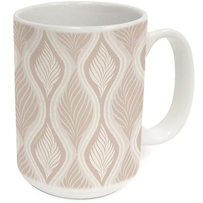 Highland Home Mocha Leaves 15 oz. Ceramic Mug Manufactured in the USA Dishwasher Safe Microwave Safe