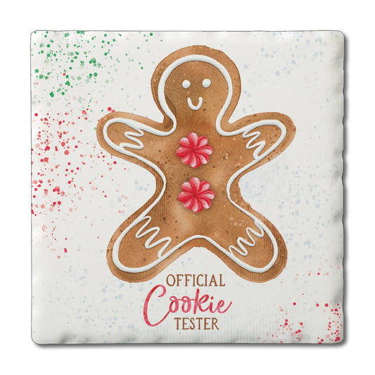Thirstystone Official Cookie Tester Single Tumbled Tile Stone Coaster with Protective Cork Backing Manufactured in The USA 4" Square, Artistic, Easily Wipes Clean
