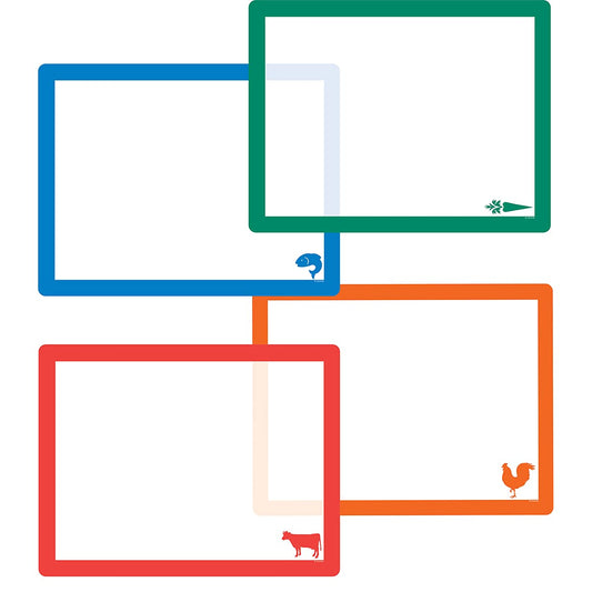 Cut N' Funnel Flexible Cutting Board Mats Set of 4, Assorted Colors and Food Icons, Made in the USA of BPA Free Food Grade Plastic, 11.5” x 15”