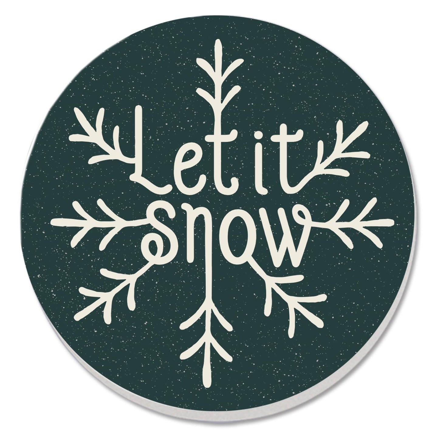 Thirstystone Let It Snow Single Round Absorbent Stone Coaster with Protective Cork Backing Manufactured in The USA 4" Diameter
