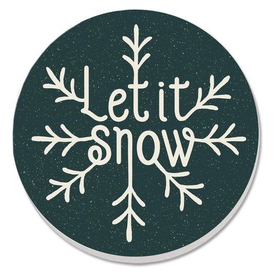 Thirstystone Let It Snow Single Round Absorbent Stone Coaster with Protective Cork Backing Manufactured in The USA 4" Diameter