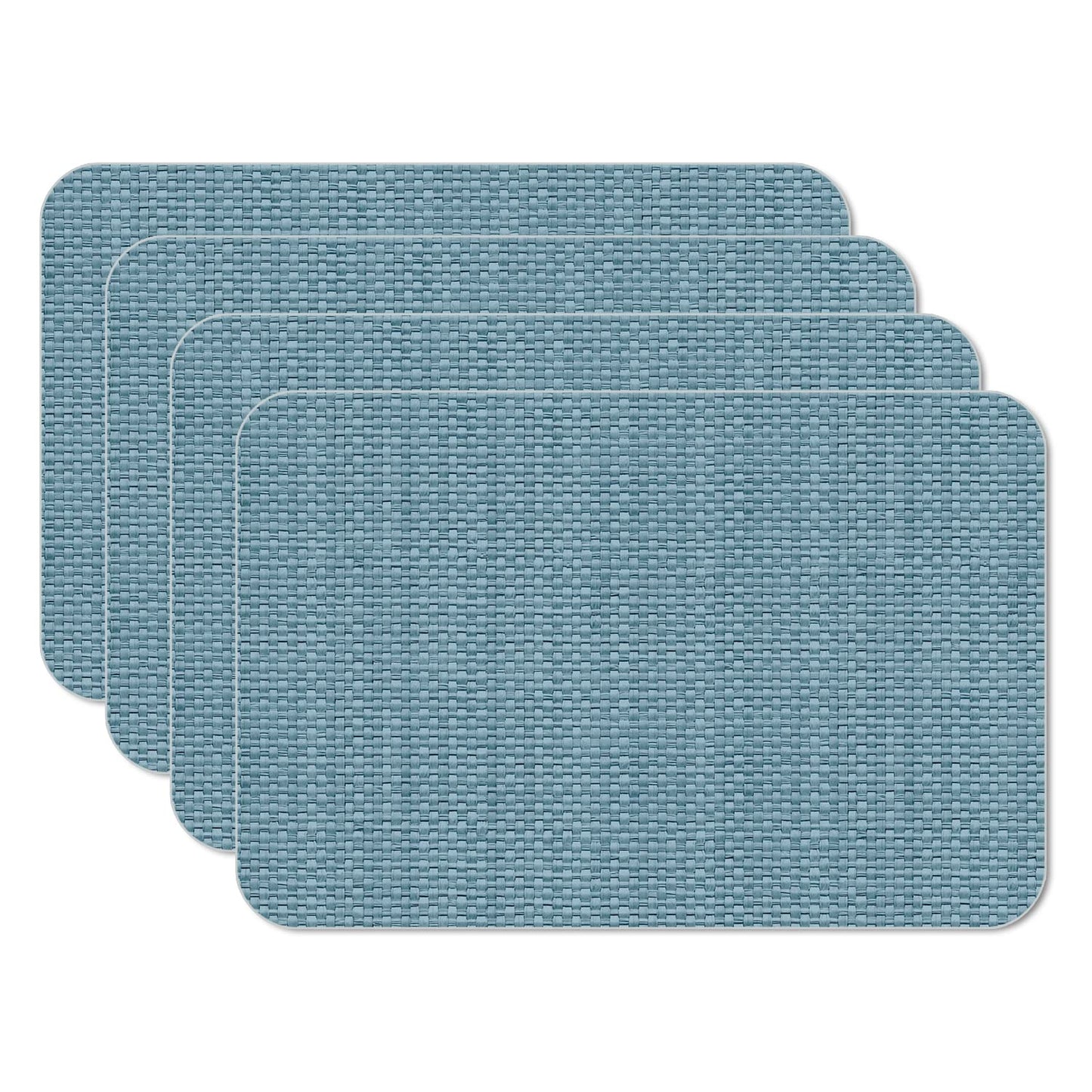 CounterArt Blue Faux Basket Weave 4 Pack Reversible Easy Care Flexible Placemats Made in the USA