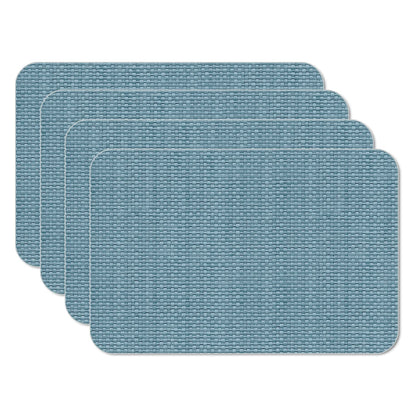 CounterArt Blue Faux Basket Weave 4 Pack Reversible Easy Care Flexible Placemats Made in the USA