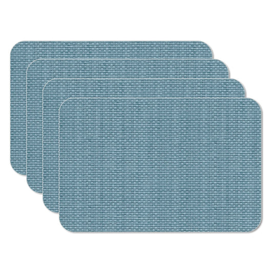 CounterArt Blue Faux Basket Weave 4 Pack Reversible Easy Care Flexible Placemats Made in the USA