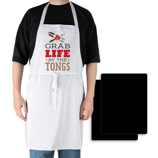Counterart Grab Life Chef Apron with 2-Pack Black Cutting Board Mats BPA & PVC Free Flexible Plastic