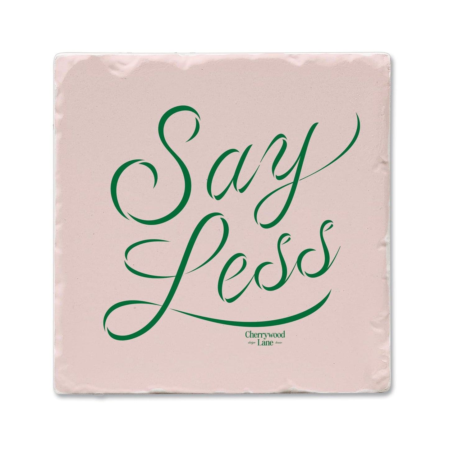 Thirstystone Say Less Single Tumbled Tile Stone Coaster with Protective Cork Backing Manufactured in The USA 4" Square, Colorful, Artistic, Easily Wipes Clean