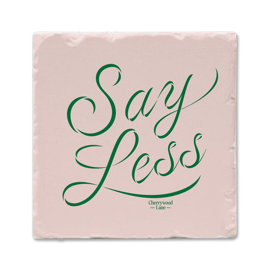 Thirstystone Say Less Single Tumbled Tile Stone Coaster with Protective Cork Backing Manufactured in The USA 4" Square, Colorful, Artistic, Easily Wipes Clean