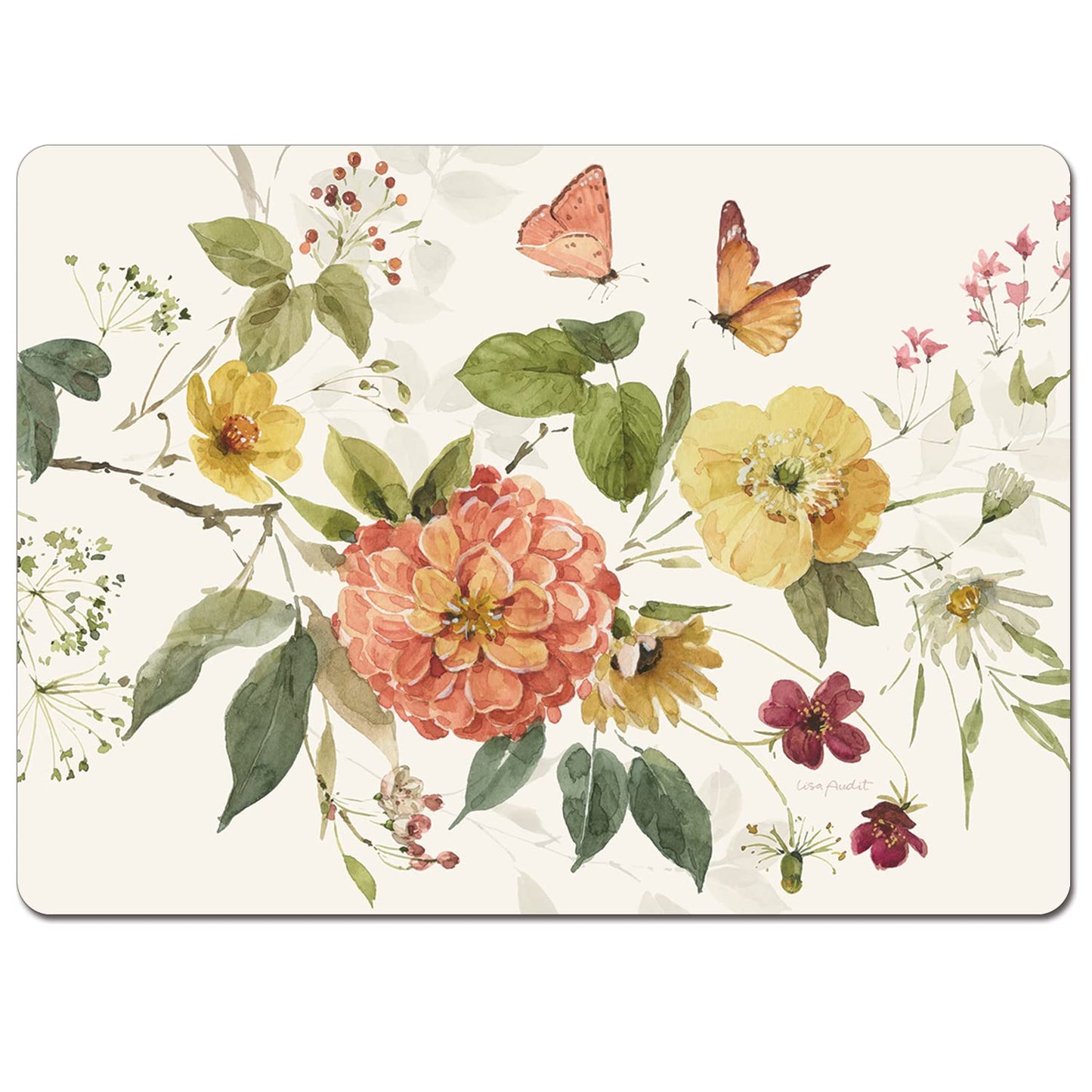 Cala Home Blessed by Nature Premium Decorative Hardboard Cork Back Tabletop Placemats 4 Pack Manufactured in The USA Heat Tolerant and Easily Wipes Clean