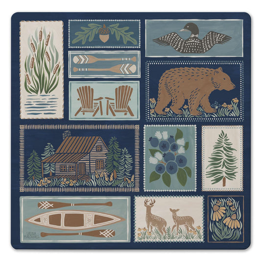 Thirstystone Lakeside Days Decorative Heat Tolerant Stone Trivet with Non-Skid Cork Backing 8” Square