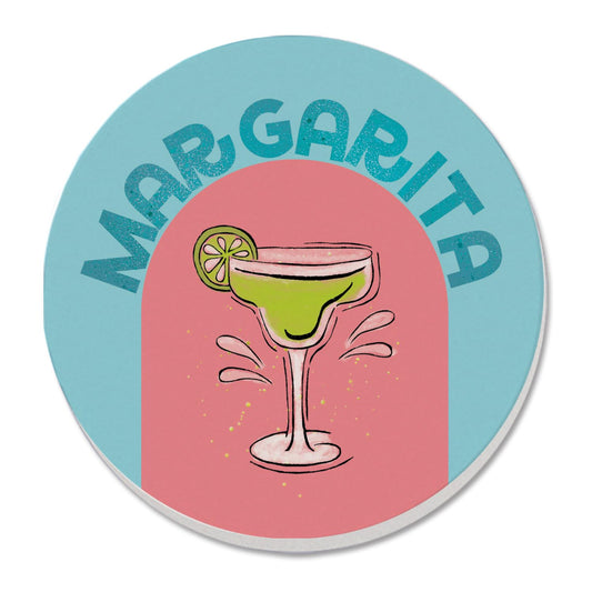 Thirstystone Margarita Single Round Absorbent Stone Coaster with Protective Cork Backing Manufactured in The USA 4" Diameter