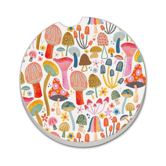 Thirstystone Mushrooms Single Absorbent Stone Coaster for Vehicle Cup Holder 2.6” Diameter Manufactured in The USA