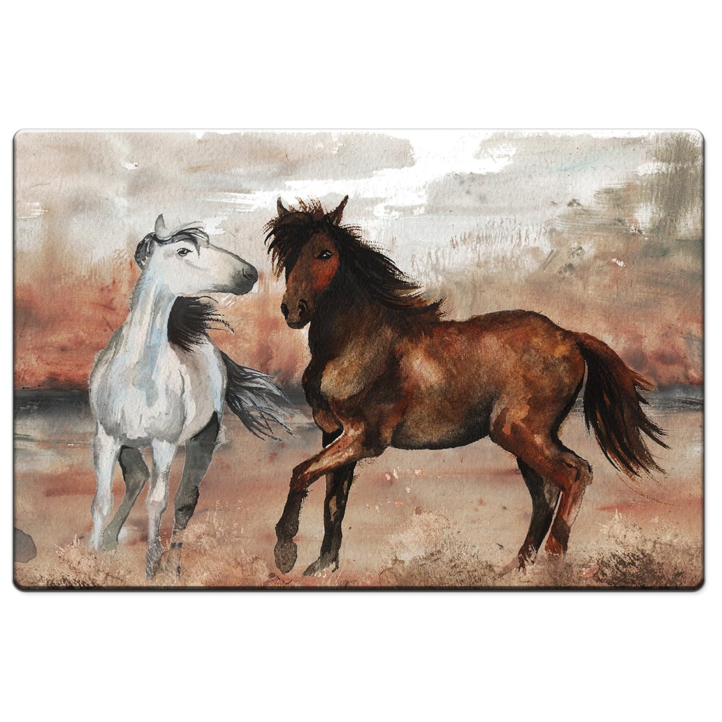 Highland Home Southwest Horses 30” x 20” Decorative Vinyl Comfort Floor Mat Manufactured in The USA, Waterproof, Easy to Clean