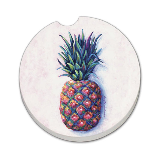Thirstystone Pineapple Single Absorbent Stone Coaster for Vehicle Cup Holder 2.6” Diameter Manufactured in The USA