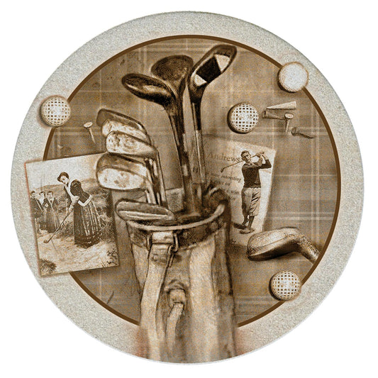 Thirstystone Golf Treasures Natural Sandstone Coasters with Protective Cork Backing 4 Pack Eco-Friendly, Absorbent, Easily Wipes Clean