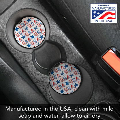 USA Repeat  2 Pack Absorbent Stone Car Coasters 2.6" Manufactured in the USA