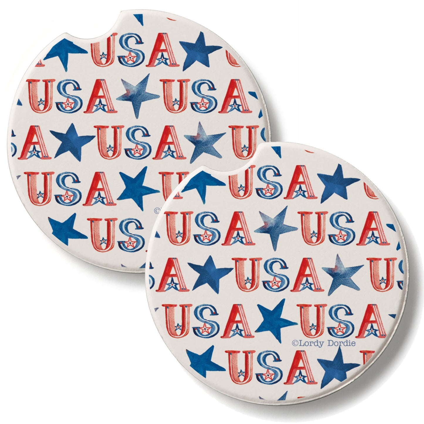 USA Repeat  2 Pack Absorbent Stone Car Coasters 2.6" Manufactured in the USA
