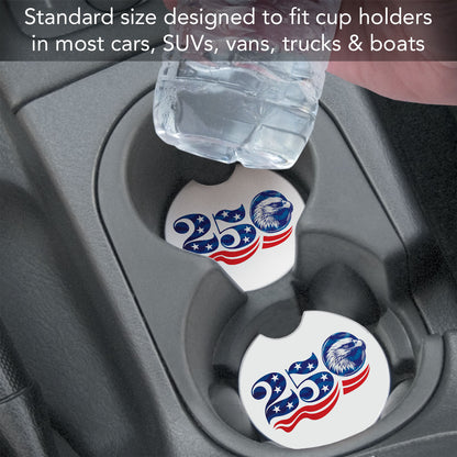 Celebrate 250 Years 2 Pack Absorbent Stone Car Coasters 2.6" Manufactured in the USA