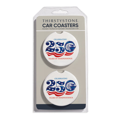Celebrate 250 Years 2 Pack Absorbent Stone Car Coasters 2.6" Manufactured in the USA