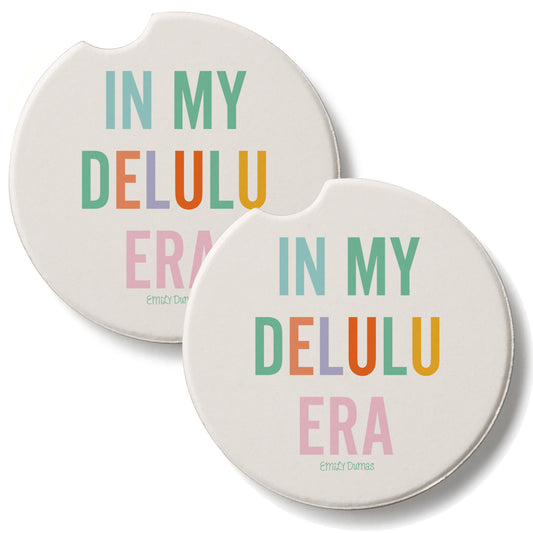 Delulu Era 2 Pack Absorbent Stone Car Coasters 2.6" Manufactured in the USA