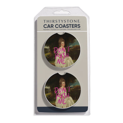 Don't Rush Me 2 Pack Absorbent Stone Car Coasters 2.6" Manufactured in the USA