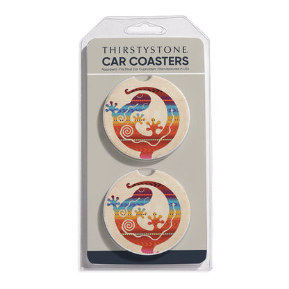 Southwest Gecko 2 Pack Absorbent Stone Car Coasters 2.6" Manufactured in the USA