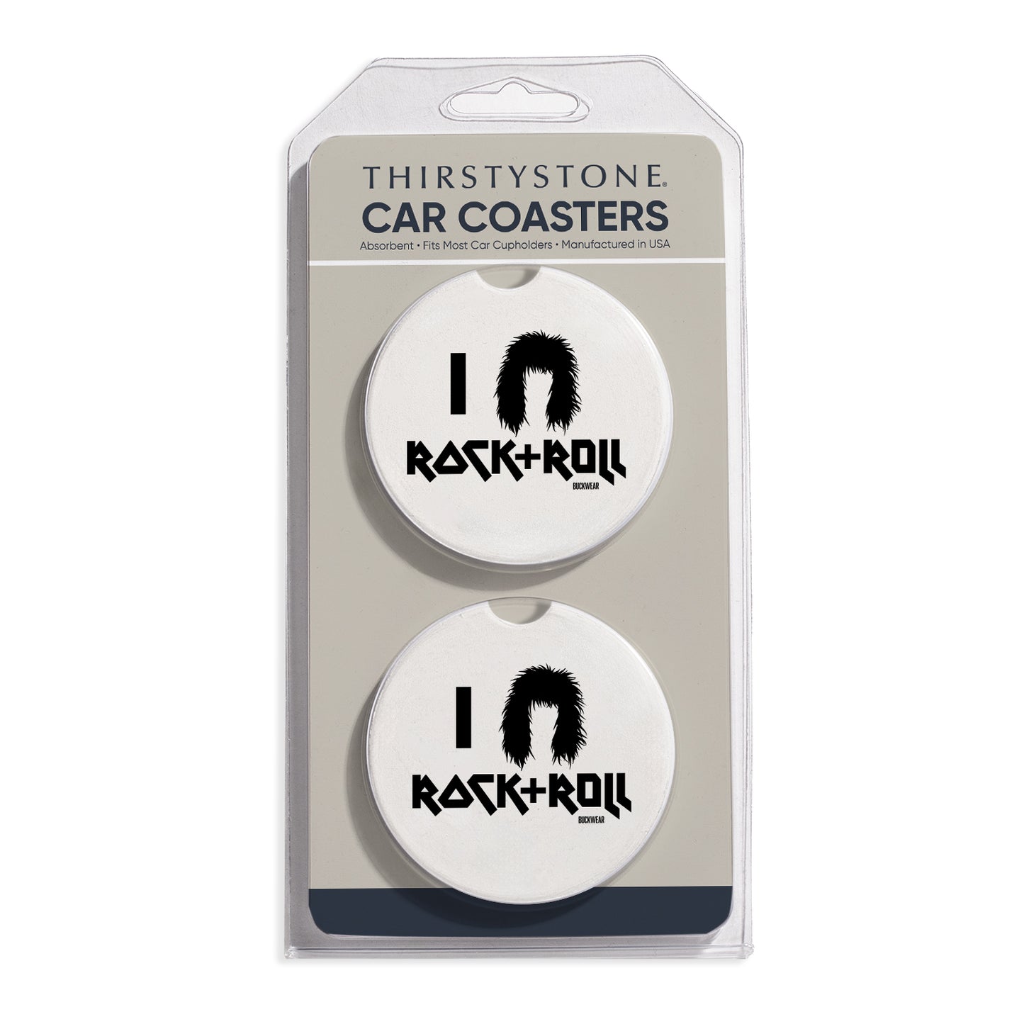 Rock & Roll 2 Pack Absorbent Stone Car Coasters 2.6" Manufactured in the USA