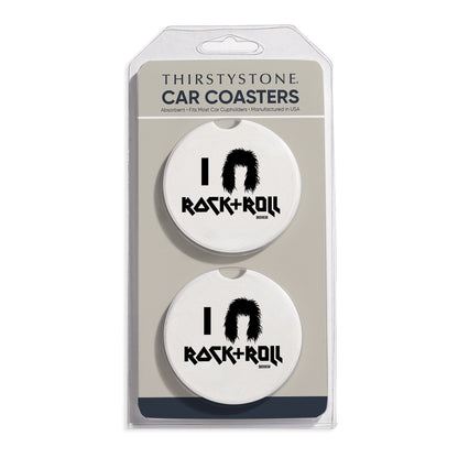 Rock & Roll 2 Pack Absorbent Stone Car Coasters 2.6" Manufactured in the USA