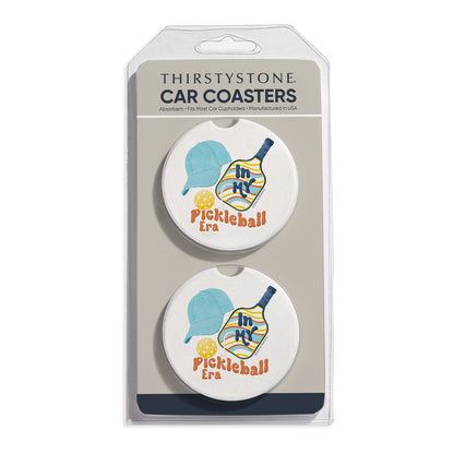 Pickleball Era 2 Pack Absorbent Stone Car Coasters 2.6" Manufactured in the USA