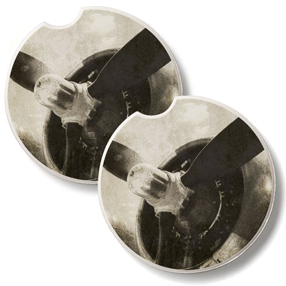 Propeller 2 Pack Absorbent Stone Car Coasters 2.6" Manufactured in the USA