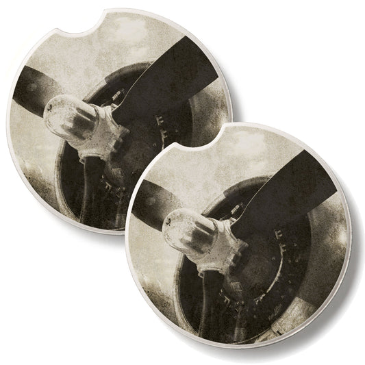 Propeller 2 Pack Absorbent Stone Car Coasters 2.6" Manufactured in the USA