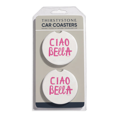 Ciao Bella 2 Pack Absorbent Stone Car Coasters 2.6" Manufactured in the USA