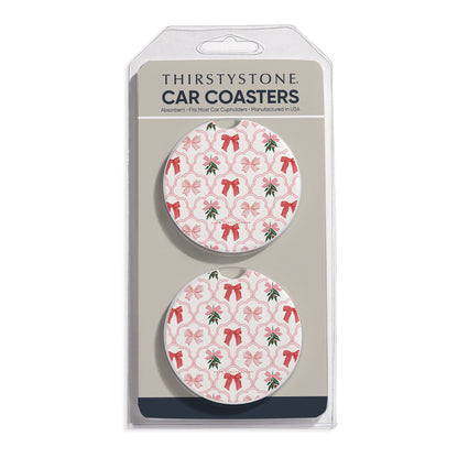Coquette Holiday 2 Pack Absorbent Stone Car Coasters 2.6" Manufactured in the USA