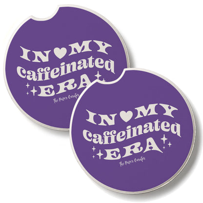 Caffeinated Era 2 Pack Absorbent Stone Car Coasters 2.6" Manufactured in the USA